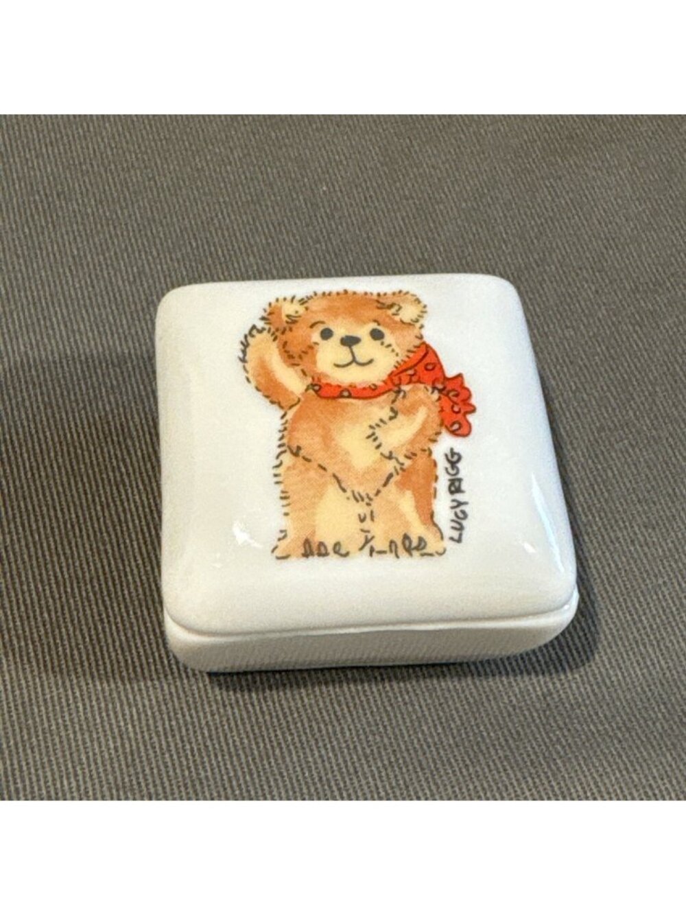 Lucy & Me Bear Ring / Trinket Box 1.5" X 1.5" Lucy Rigg ENESCO Precious